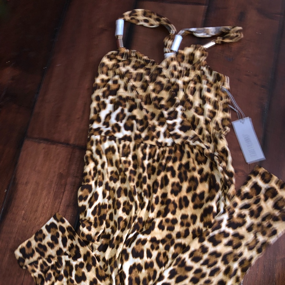 Jennifer Lopez NWT Cheetah romper with gold accent